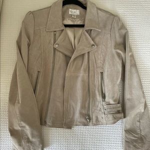 RD style Genuine Suede Leather Moto Jacket Beige size L